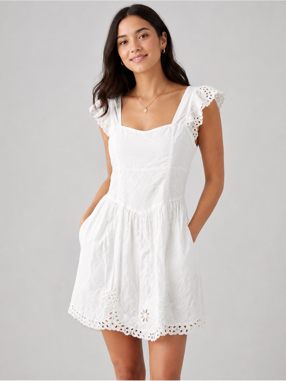 🌺 American Eagle Eyelet Trim Mini Dress